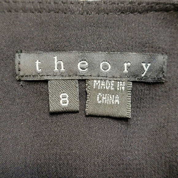 Theory Sequin Silk Scoop Neck Sleeveless Black Shift Mini Dress Size 8 - Picture 11 of 13